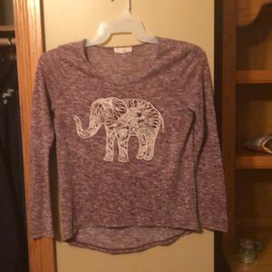 Girls maroon color shirt with embroidered elephant